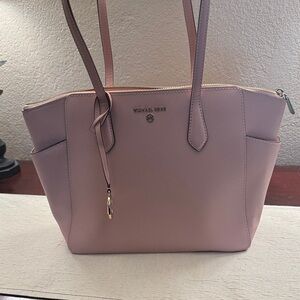 Michael Kors Dusty Rose Leather Tote with Gold Accents